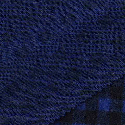 Blue Check Jacquard, Poly-Cotton