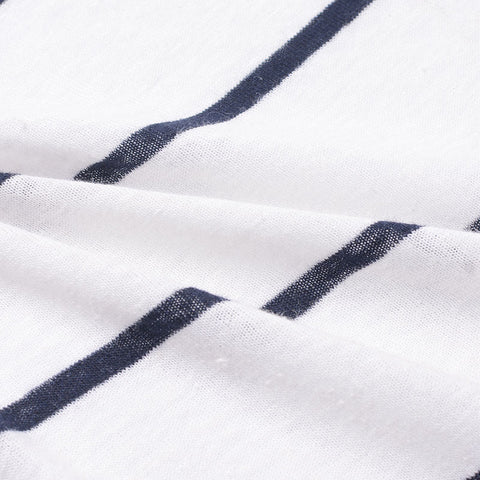 Navy Horizontal-Stripe Jersey Knit, Linen-Cotton