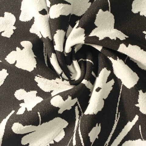 Black Abstract-Floral Jacquard, Polyester