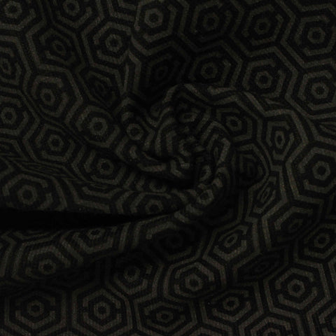 Dark Grey Geometric-Hexagon Interlock Knit, Poly-Cotton