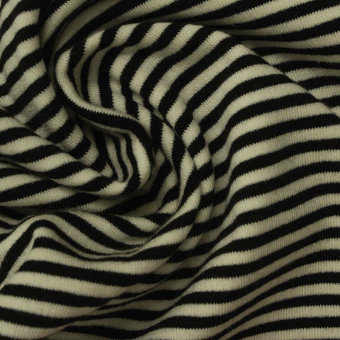 Black Horizontal-Stripe Rib Knit, Viscose-Acrylic