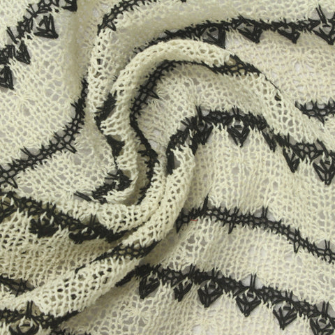 Black Horizontal-Line Chunky Knit, Poly-Cotton