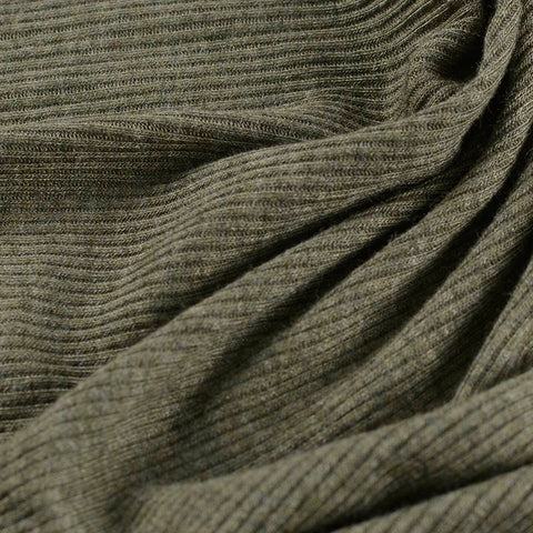 Viscose Stretch Rib Knit Fabric, 153 gsm — Khaki