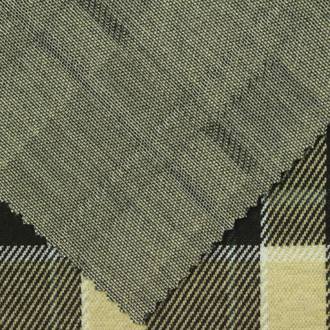 Black Plaid Interlock Knit, Poly-Viscose, 254 gsm