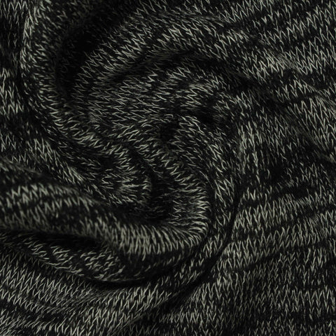 Black Marl Chunky Knit, Poly-Viscose, 182 gsm, 160 cm, ref EF-219583