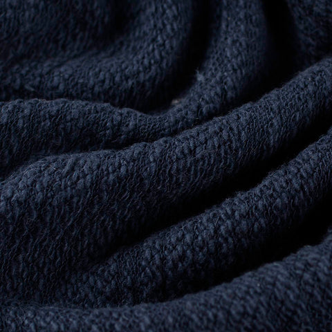 Slub Polyester Cotton French Terry Fabric, 300 gsm, 172 cm — Navy