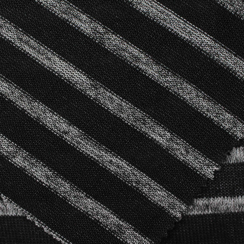 Black Horizontal-Stripe Knit, Polyester, 150 gsm, 160 cm