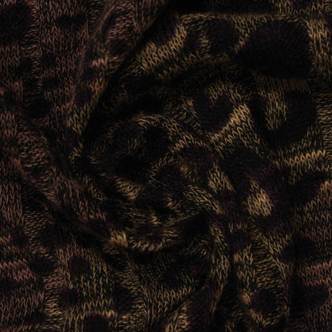 Dark Brown Leopard Rib Knit, Polyester