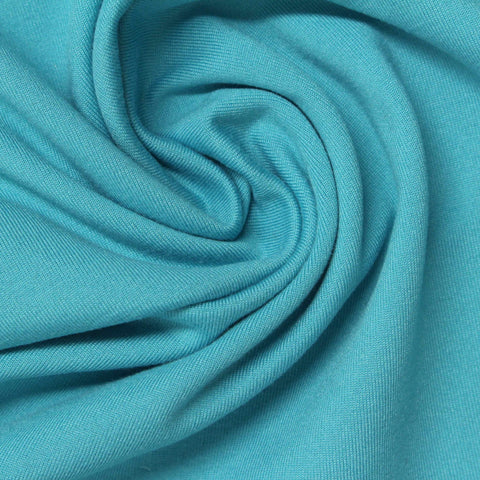 Brushed Polyester Stretch Jersey Knit Fabric, 195 gsm, 153 cm — Blue
