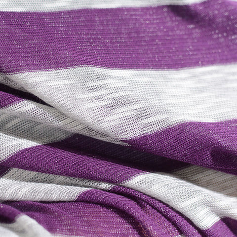 Purple Horizontal-Stripe Chunky Knit, Viscose-Poly