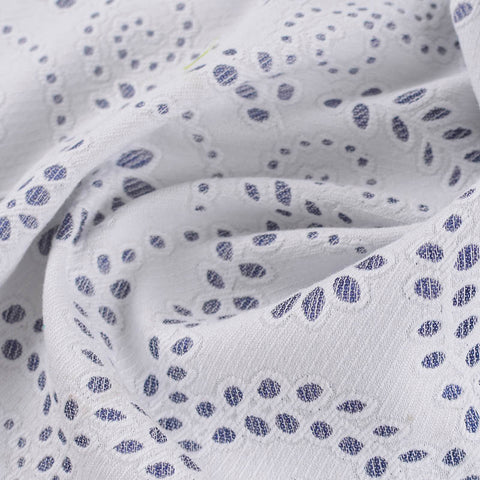 White Floral Jacquard, Poly-Cotton, 192 gsm