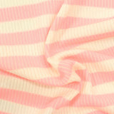 Pink Horizontal-Stripe Rib Knit, Polyester — photo 3