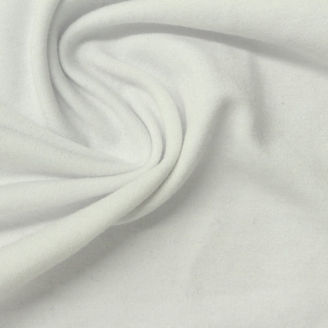 Polyester Viscose Stretch French Terry Fabric, 250 gsm, 160 cm — White