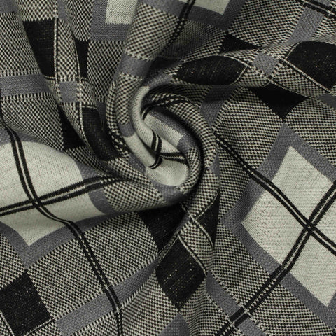 Black Plaid Jacquard, Polyester, 280 gsm