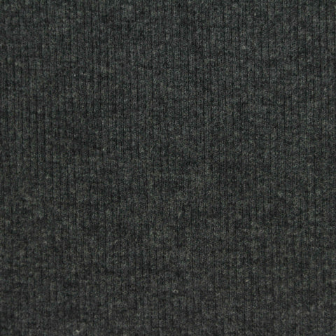 Dark Grey Heathered-Marl Rib Knit, Cotton-Poly, 310 gsm