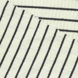 Black Horizontal-Stripe Rib Knit, Poly-Viscose — photo 3