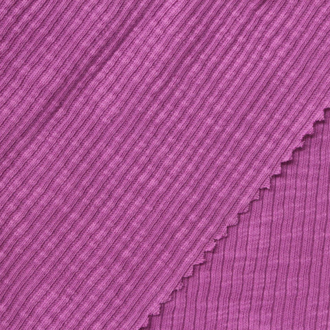 Slub 100% Cotton Rib Knit Fabric, 250 gsm, 120 cm — Purple