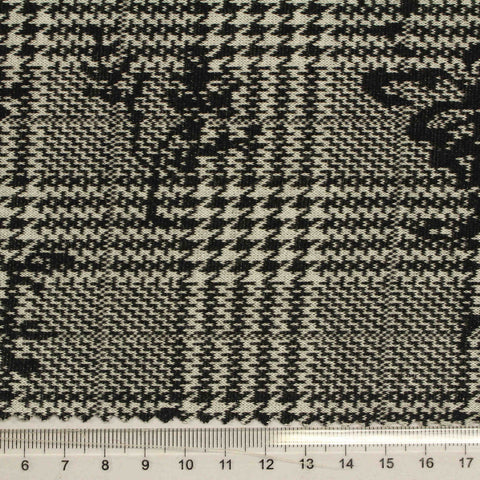 Black Houndstooth Jacquard, Polyester, 270 gsm, 166 cm