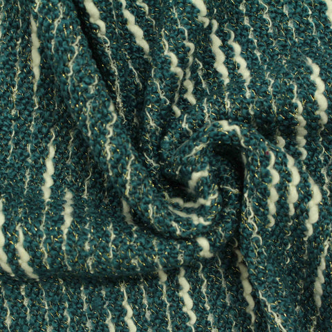 Cream Vertical-Stripe Chunky Knit, Poly-Cotton