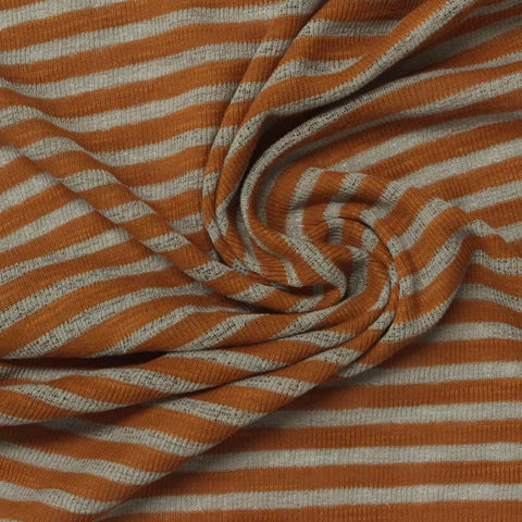 Rust Horizontal-Stripe Rib Knit, Poly-Cotton