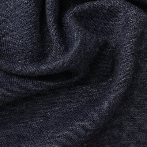 Dark Blue Heathered-Marl French Terry, Poly-Cotton