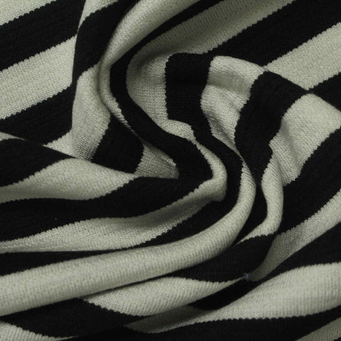 Black Horizontal-Stripe Knit, Poly-Viscose, 240 gsm