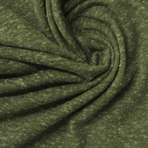 Green Marl Jersey Knit, Poly-Linen