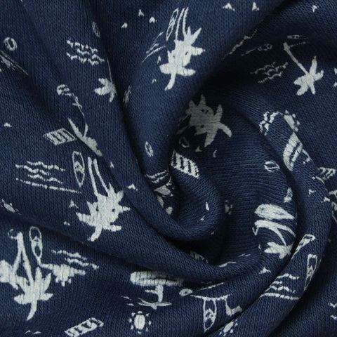 White Palm French Terry, Cotton-Poly
