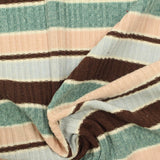 Brown Horizontal-Stripe Rib Knit, Poly-Viscose — photo 3