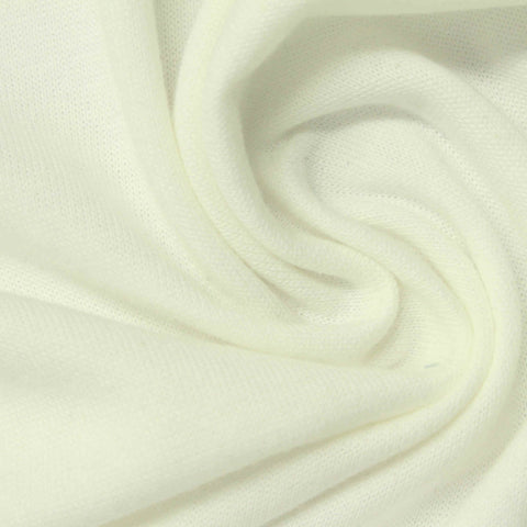 Polyester Cotton Stretch Rib Knit Fabric, 230 gsm, 180 cm — White