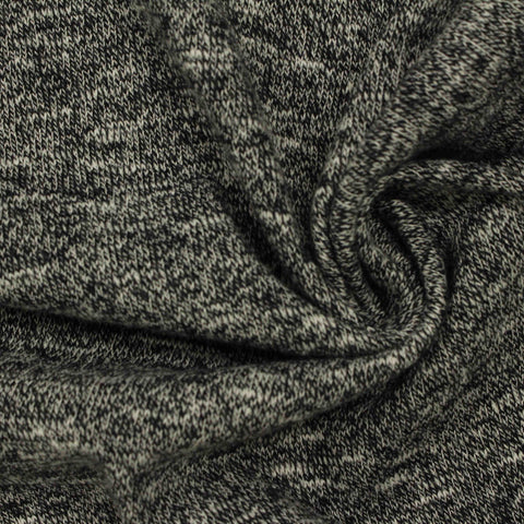 Black Marl Jersey Knit, Cotton-Poly, 180 gsm