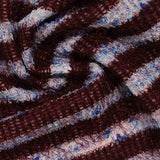 Dark Red Horizontal-Stripe Rib Knit, Polyester — photo 3