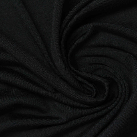 Brushed Polyester Stretch Milk Silk Knit Fabric, 190 gsm, 175 cm — Black
