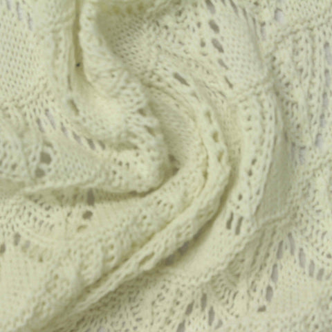 Cream Openwork Pointelle Knit, Poly-Cotton, 340 gsm, 160 cm