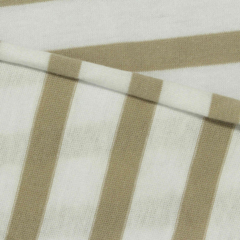 Beige Horizontal-Stripe Jersey Knit, Cotton, 160 gsm