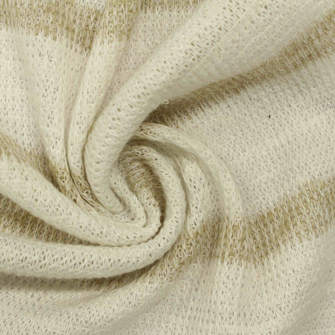Cream Horizontal-Stripe Chunky Knit, Viscose-Poly, 231 gsm