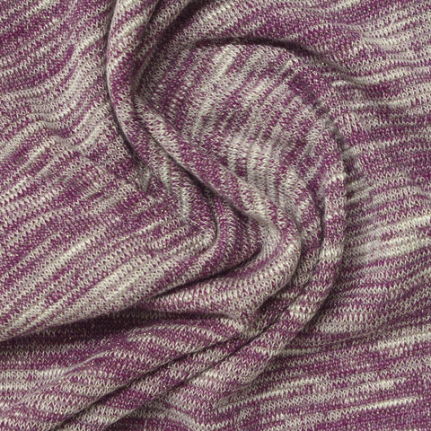 Purple Heathered-Marl Chunky Knit, Viscose-Poly, 200 gsm