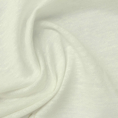 Linen Polyester Jersey Knit Fabric, 200 gsm, 150 cm — White
