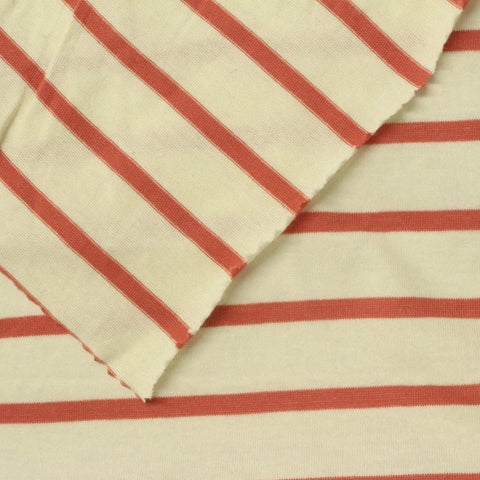 Red Horizontal-Stripe Jersey Knit, Cotton, 133 gsm