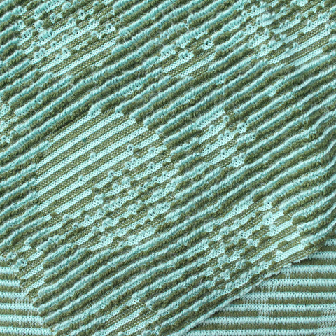 Light Blue Horizontal-Stripe Chunky Knit, Poly-Cotton