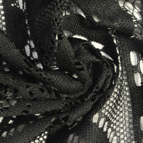 Black Openwork Lace, Polyester, 155 gsm