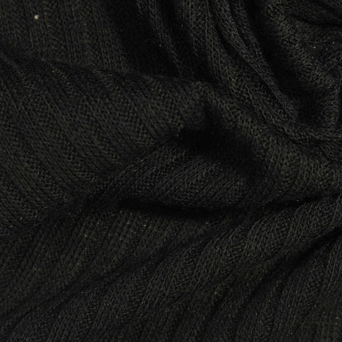 Black Ribbed Rib Knit, Poly-Viscose