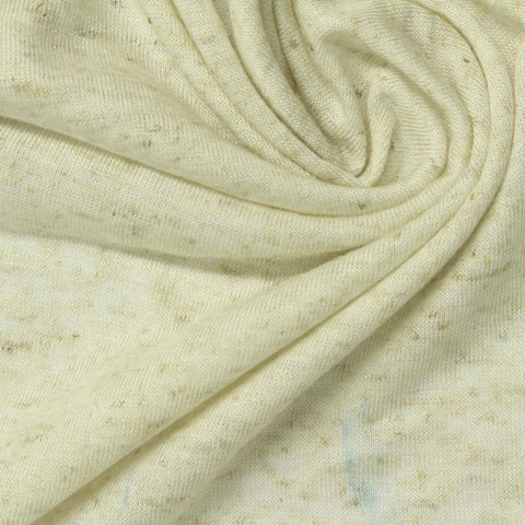 Light Cream Marl Jersey Knit, Poly-Linen, 156 gsm