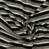 Black Horizontal-Stripe Rib Knit, Poly-Viscose — photo 3