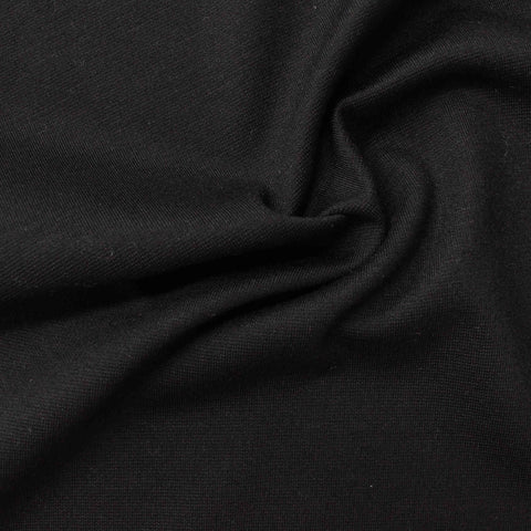 Viscose Nylon Stretch Ponte Knit Fabric, 289 gsm, 155 cm — Black