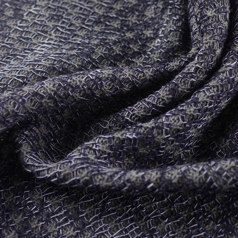 Dark Grey Textured-Grid Chunky Knit, Cotton-Poly