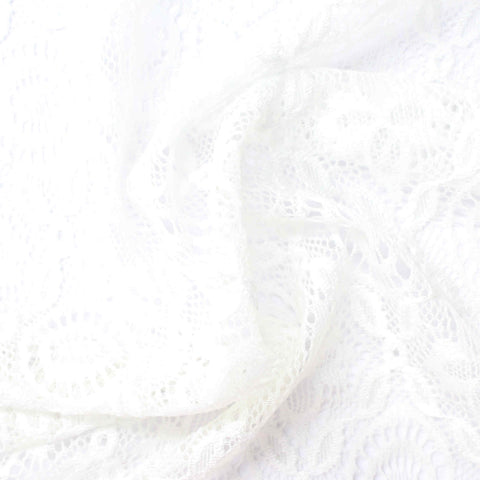 White Tone-on-Tone Floral Lace, Nylon, 110 gsm