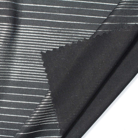 Silver Horizontal-Stripe Jersey Knit, Polyester, 201 gsm