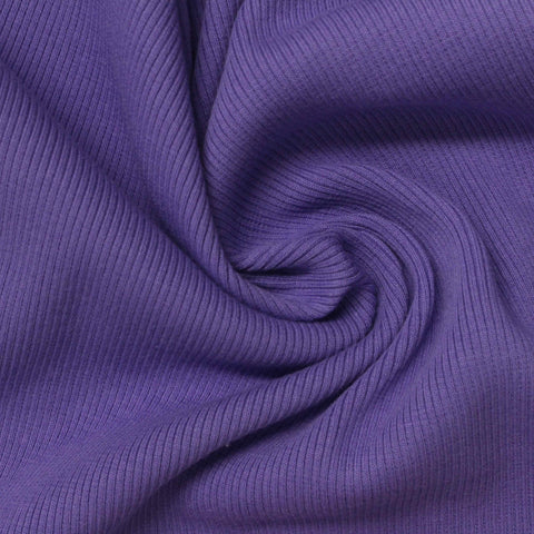 Cotton Polyester Stretch Rib Knit Fabric, 447 gsm, 145 cm — Purple