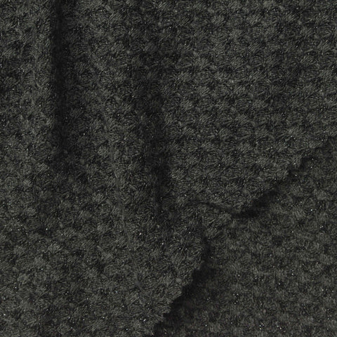Black Textured Waffle Knit, Poly-Viscose